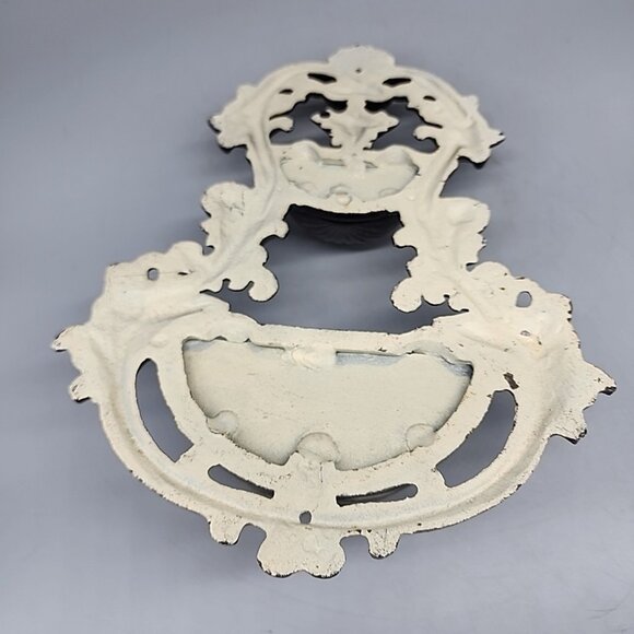 Vintage Cast Iron Plant Holder  Bird Feeder Wall Or Fence Mount  2 Tier 13” Gold - Picture 4 of 5